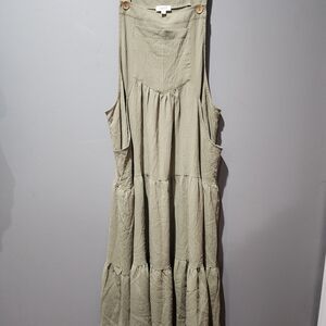 Elegant Olive Green Sleeveless Dress